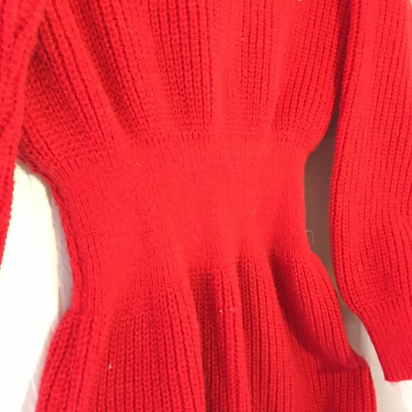 Sweater Dress Red Merry Knit Turtleneck long sleeve Midi S Ugly X-Mas - Picture 3 of 7